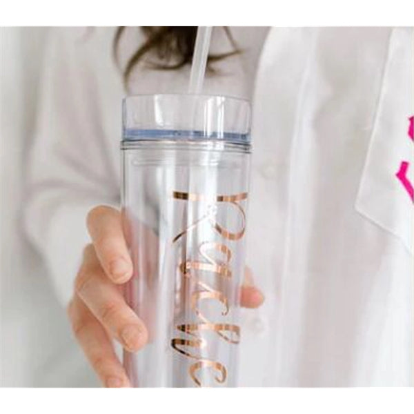 Double Wall Acrylic Tumbler with Lid and Straw, 16 oz.