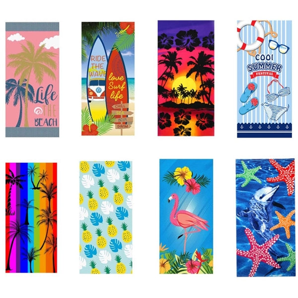 Full Color Imprint Microfiber Rectangle Beach Towel Blanket