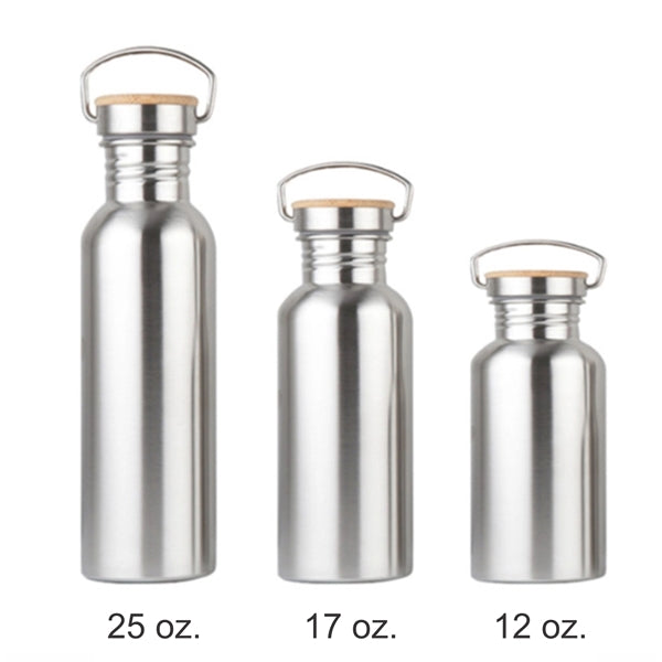 Stainless Steel Water Bottle with Bamboo Lid 25 oz