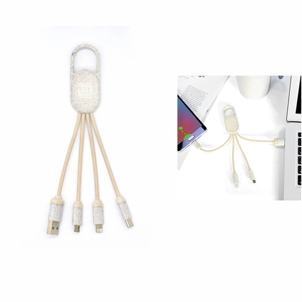 Eco-Friendly Wheat Straw Phone Charging Cables W/ Keychain