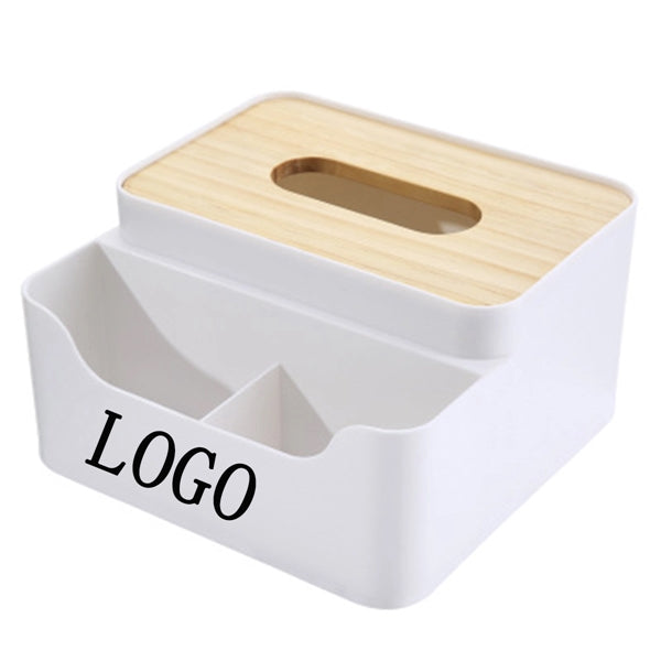 Bamboo Plastic Desk Tissue Box with Custom Logo