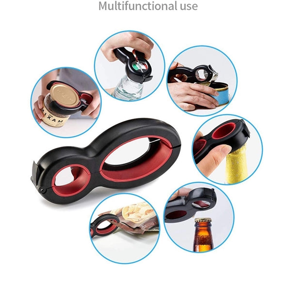 Multifunctional 6-in-1 can opener