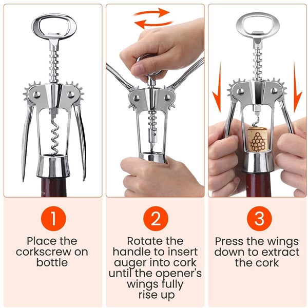 Stainless steel wine corkscrew