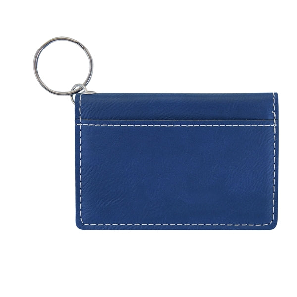 Blue/Silver Leatherette Keychain ID Holder
