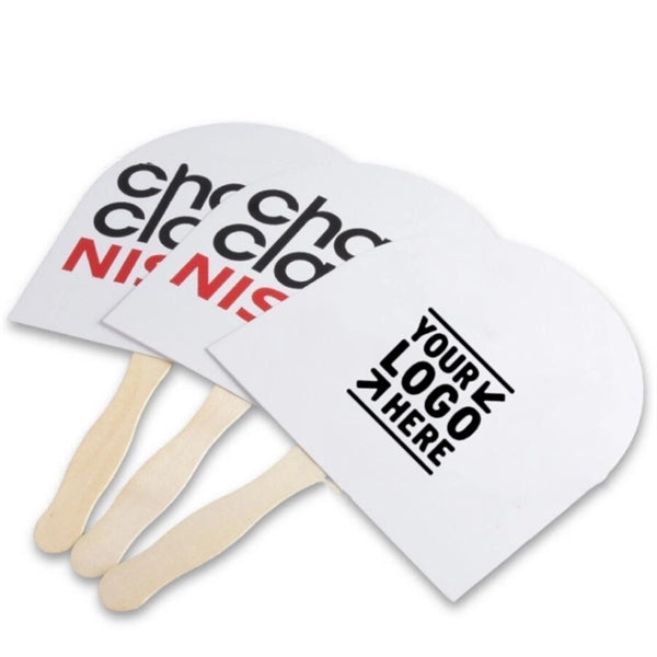 Paper Hand Fans with Wooden Handle