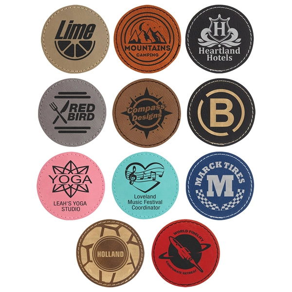 2.5" Round Rawhide Leatherette Patch with Adhesive