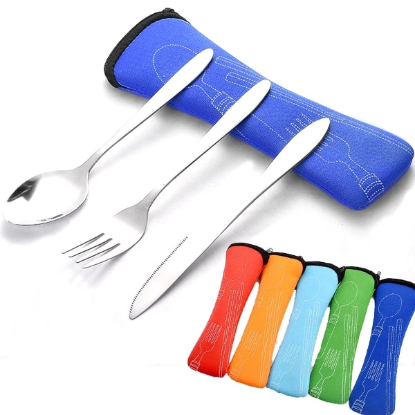 3 In 1 Travel Cutlery Set -Large Size