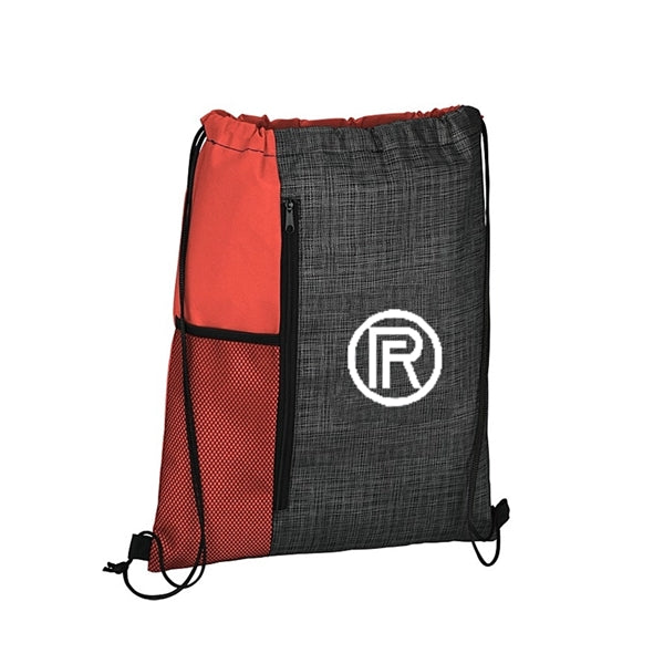 Drawstring Bag With Zipper And Mesh Pocket
