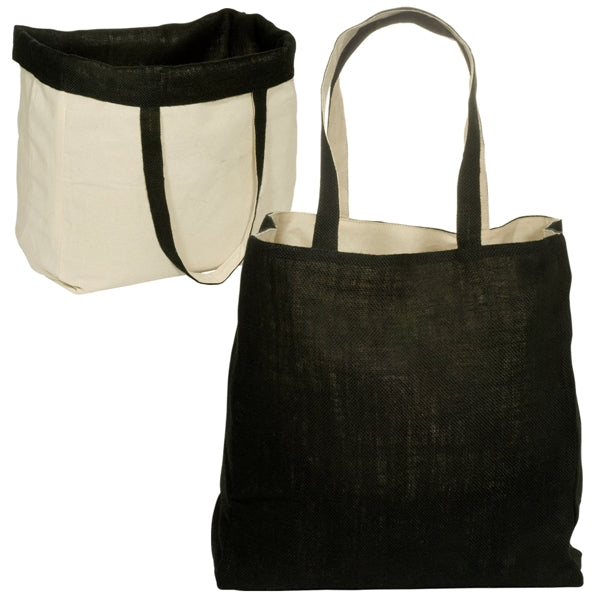 Reversible Jute Bag 14.5" X 14.75" X 5" Cotton Interior