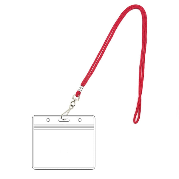 Clear Vinyl Plastic Cards Holder With Round Rope Lanyard
