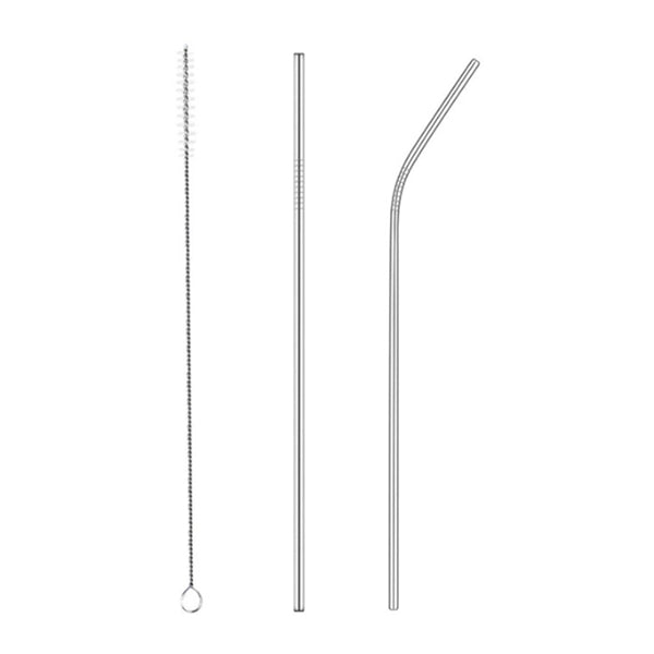 8.46" Bamboo Knife/Fork/Spoon Stainless Steel Straw Set with