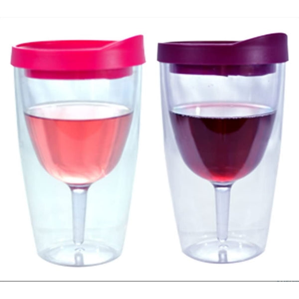 10oz Double Wall Plastic Wine Drink Tumbler Cup