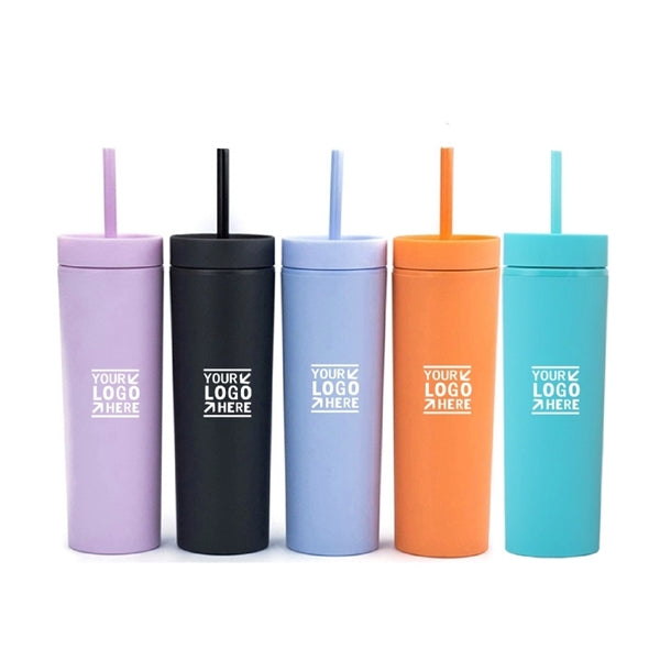 Matte Colored Acrylic Tumblers with Lids and Straws