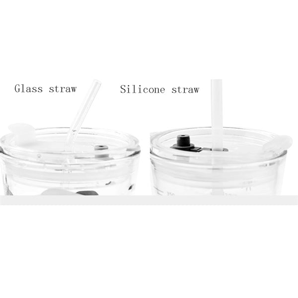 12oz glass cup with lid drinking straw