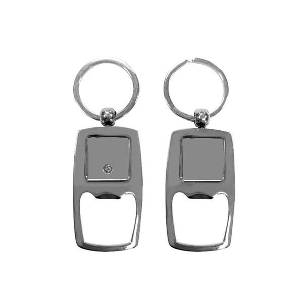 Rectangular Metal Bottle Opener Keyring