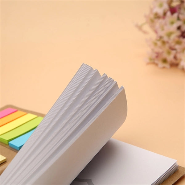 Notebook with Pen in Holder and Sticky Notes