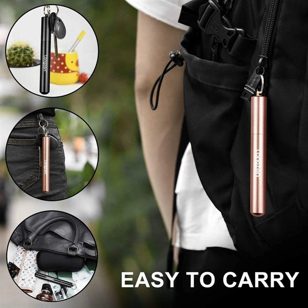 Stainless Steel Straws Collapsible Key Chain