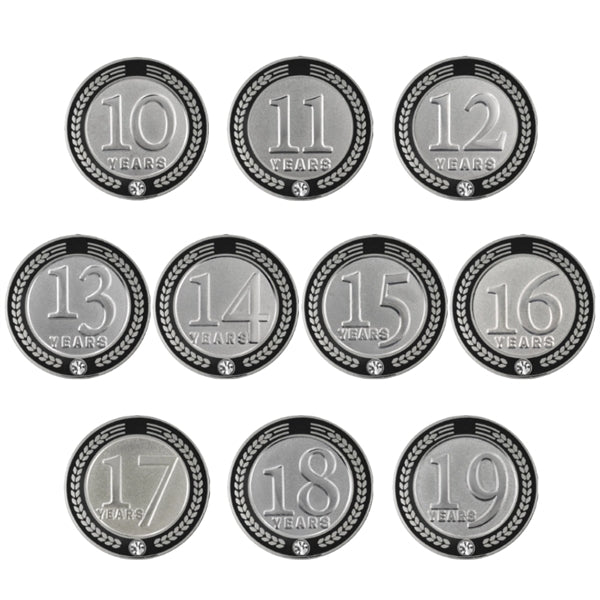 10-19 Years of Service Pin - White or Black