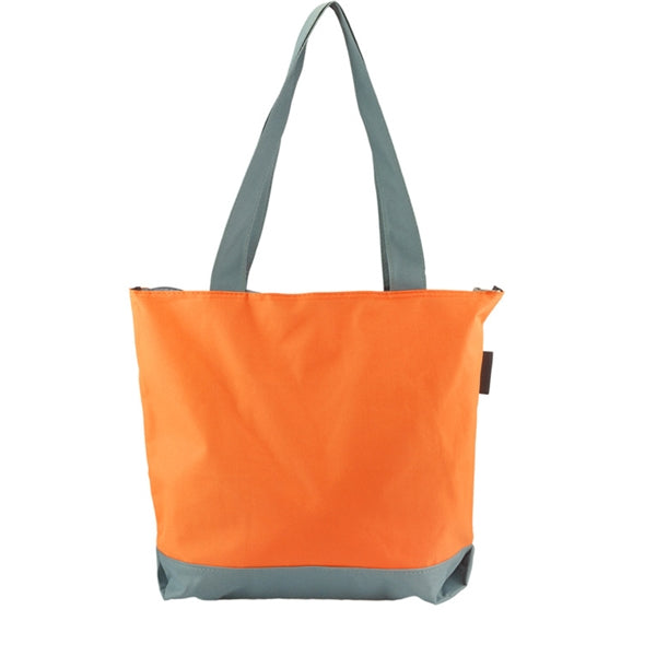 Two-Tone Grocery Tote Bag Polyester Canvas w/Zip & Side Mesh