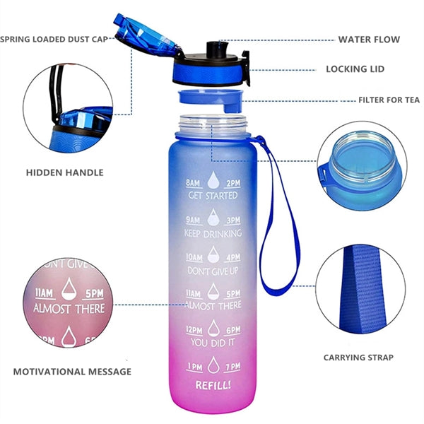 32oz Sports Water Bottle with Time Marker