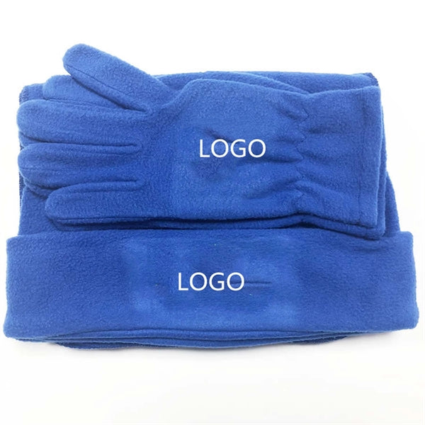 Winter Fleece Hat Glove Scarf Bag 4 pcs Set