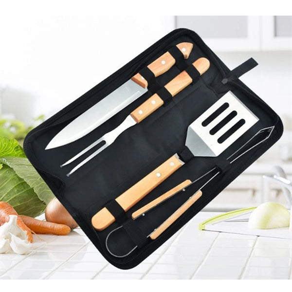 4pcs Wooden Handle Grilling Tools