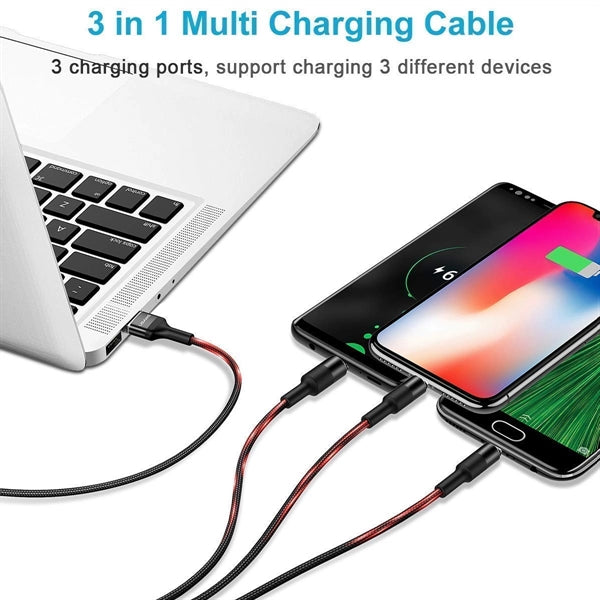 3-in-1 Cell Phone Charging Cable w/Type C Adapter & Keyring