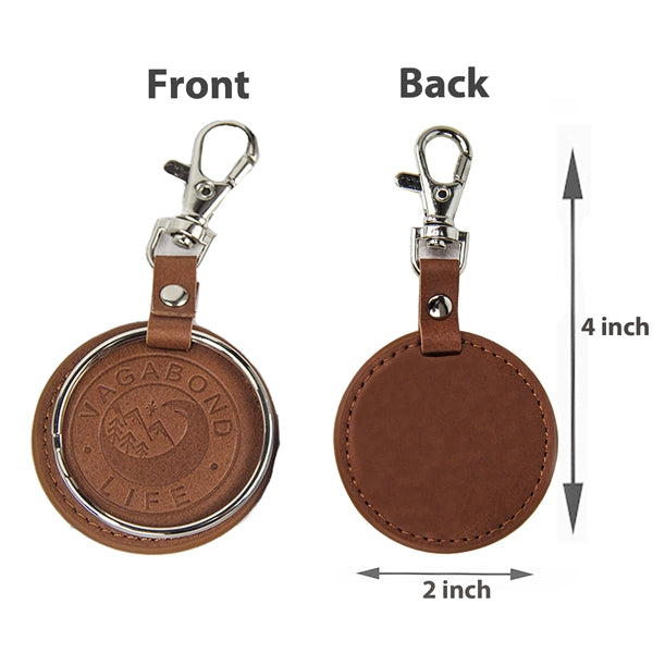 Debossed PU Leather Keychain