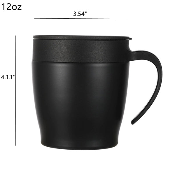 12oz Stainless Steel Coffee Mug Cup with Lid and Handle