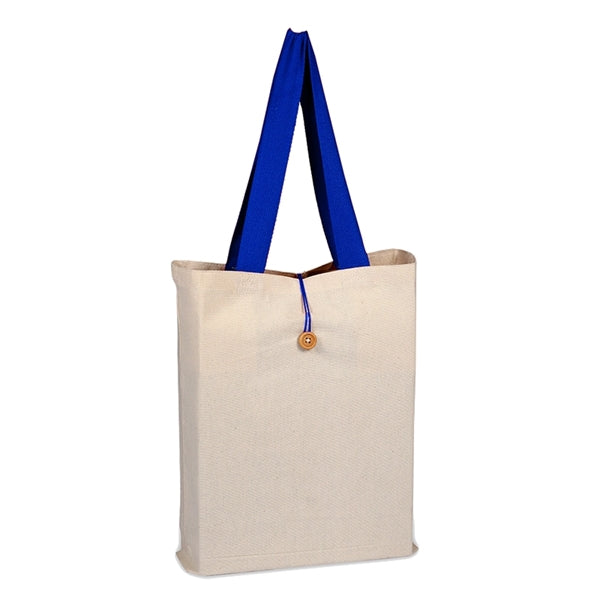 Canvas Button-up Tote with Color Handles