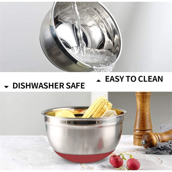 3 quart stainless steel bowl with a rubber bottom