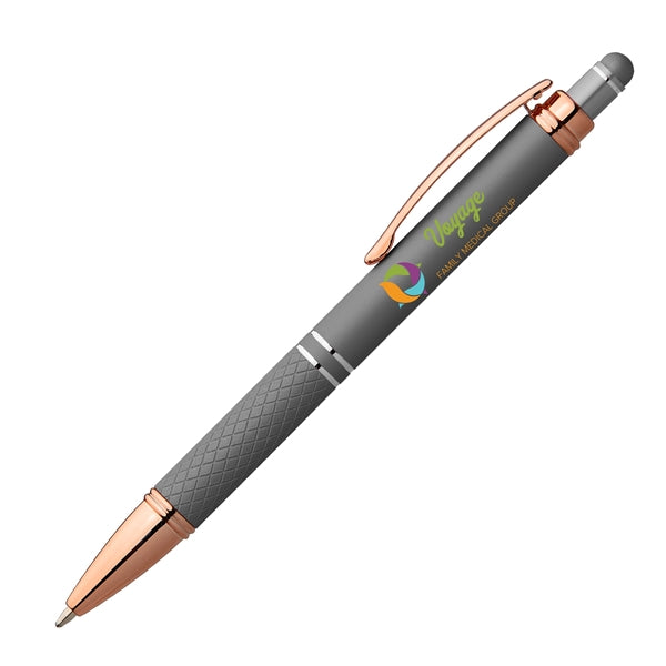 Phoenix Softy Rose Gold Metallic Pen w/ Stylus - Full Color