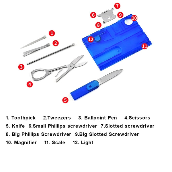 12 in 1 Credit Card Multitool Camping Wallet Tool