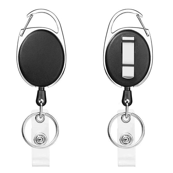 Metal ID Badge Holder with Belt Clip Key Ring