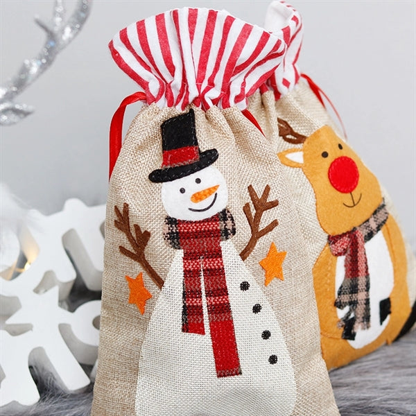 Linen Tote Christmas Candy Gift Bag