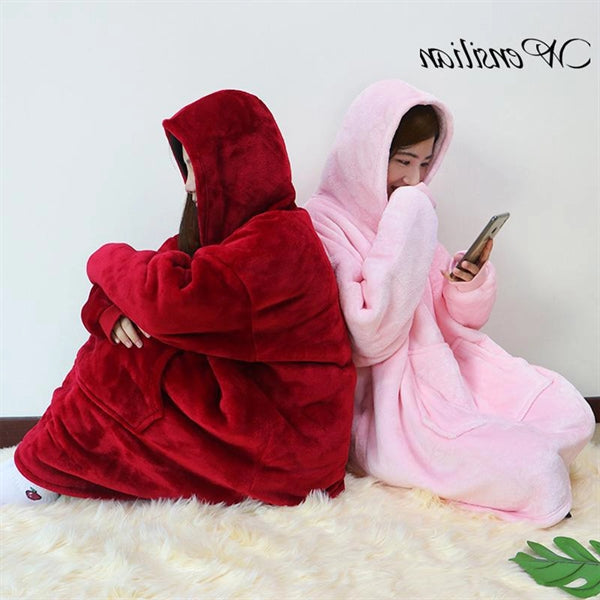 Oversized Microfiber & Sherpa Wearable Blanket