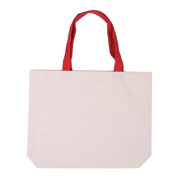 Cotton Canvas Tote With Gusset & Color Accent Handles