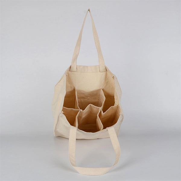 6-Bottle Canvas Cotton Wine Tote Bag
