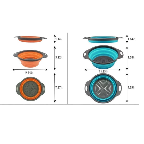 Folding Silicone Colander Set Of 2