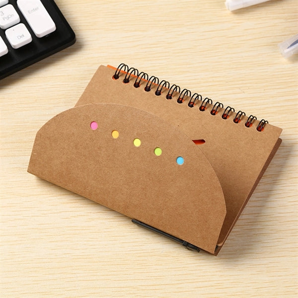 Printed Eco-Inspired Spiral Notebook with Sticky Flags & Pen
