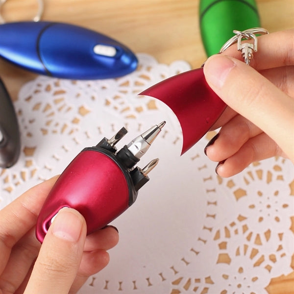 Multi-function screwdriver LED light ball pen Keychain