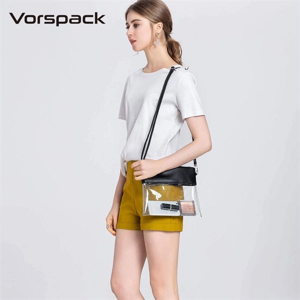 Clear Crossbody Purse Stadium Approved PU Leather Bag