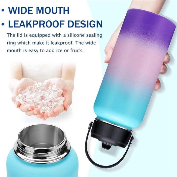 Vacuum Insulated Metal Water Bottle with Straw & Spout Lids