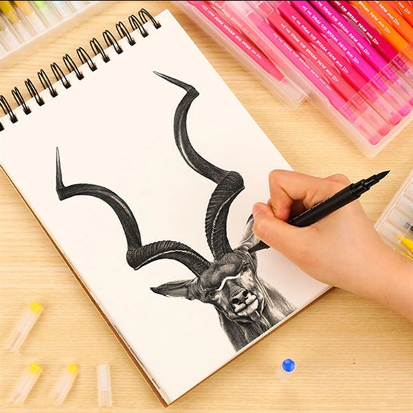 Dual Brush Marker Pens 12 Colors Set