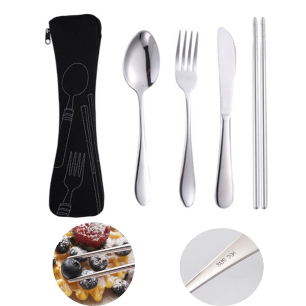 4 In 1 304 Stainless Steel Travel Cutlery Tableware Set