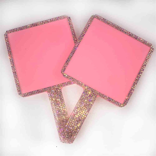 Rhinestone Square-shaped Handheld Mirror
