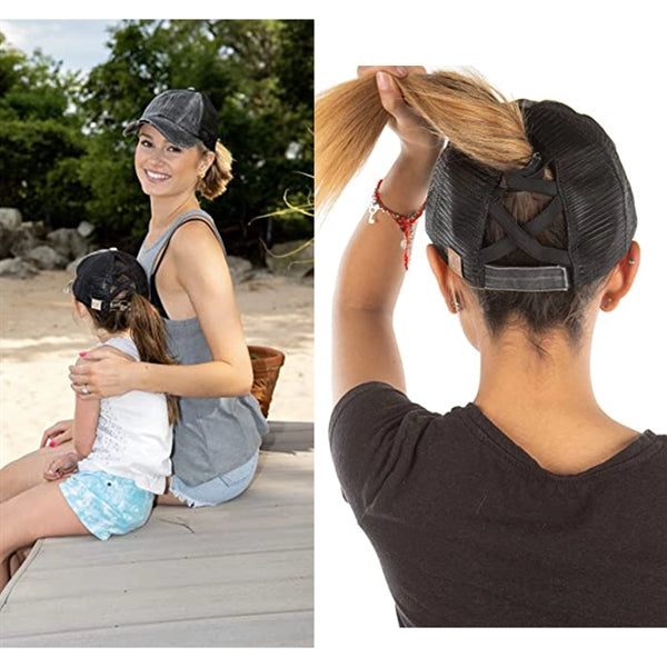 Womens Baseball Cap Ponytail Cross Hat