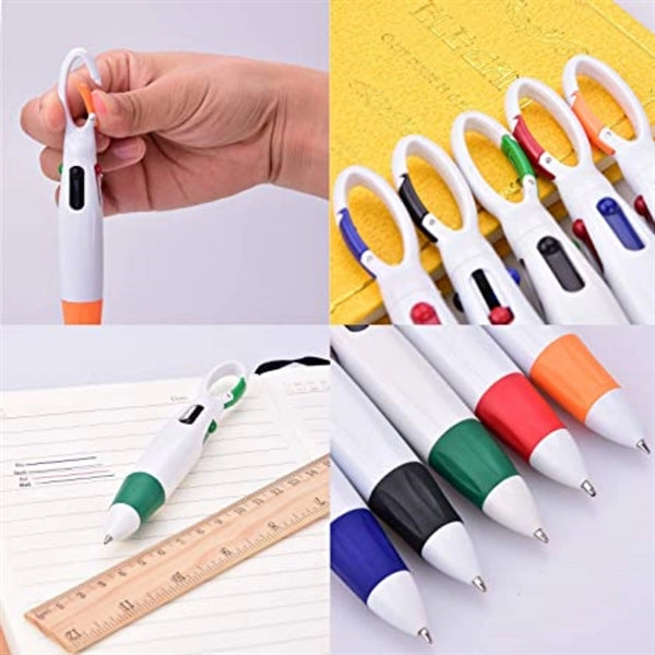 Multicolor Pen 4 Neon Color in Ballpoint with Buckle Clip