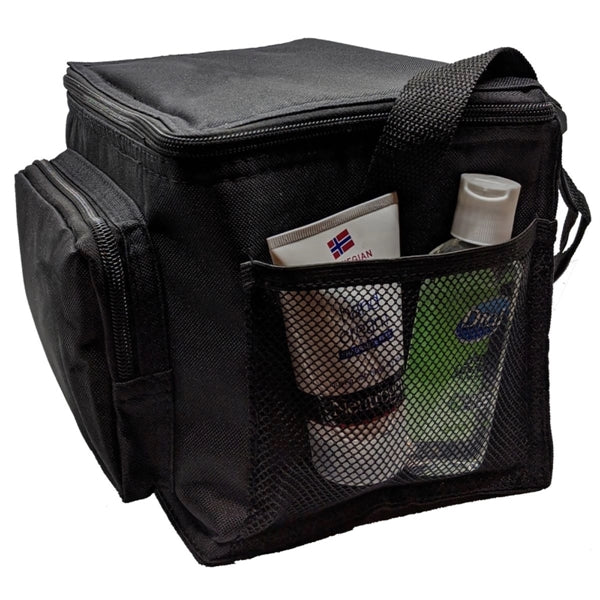 6 Pack Poly Cooler Bag Front and Side Pockets 600D