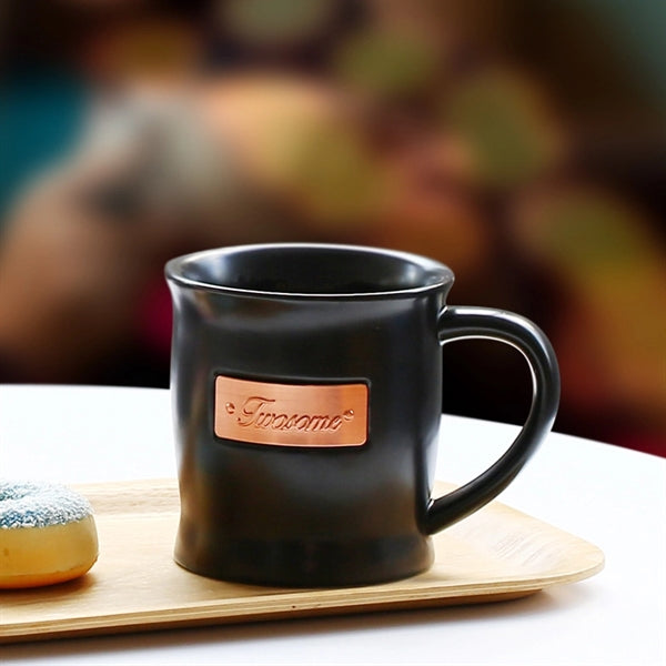 Classic Ceramic Mug With Brass Plate